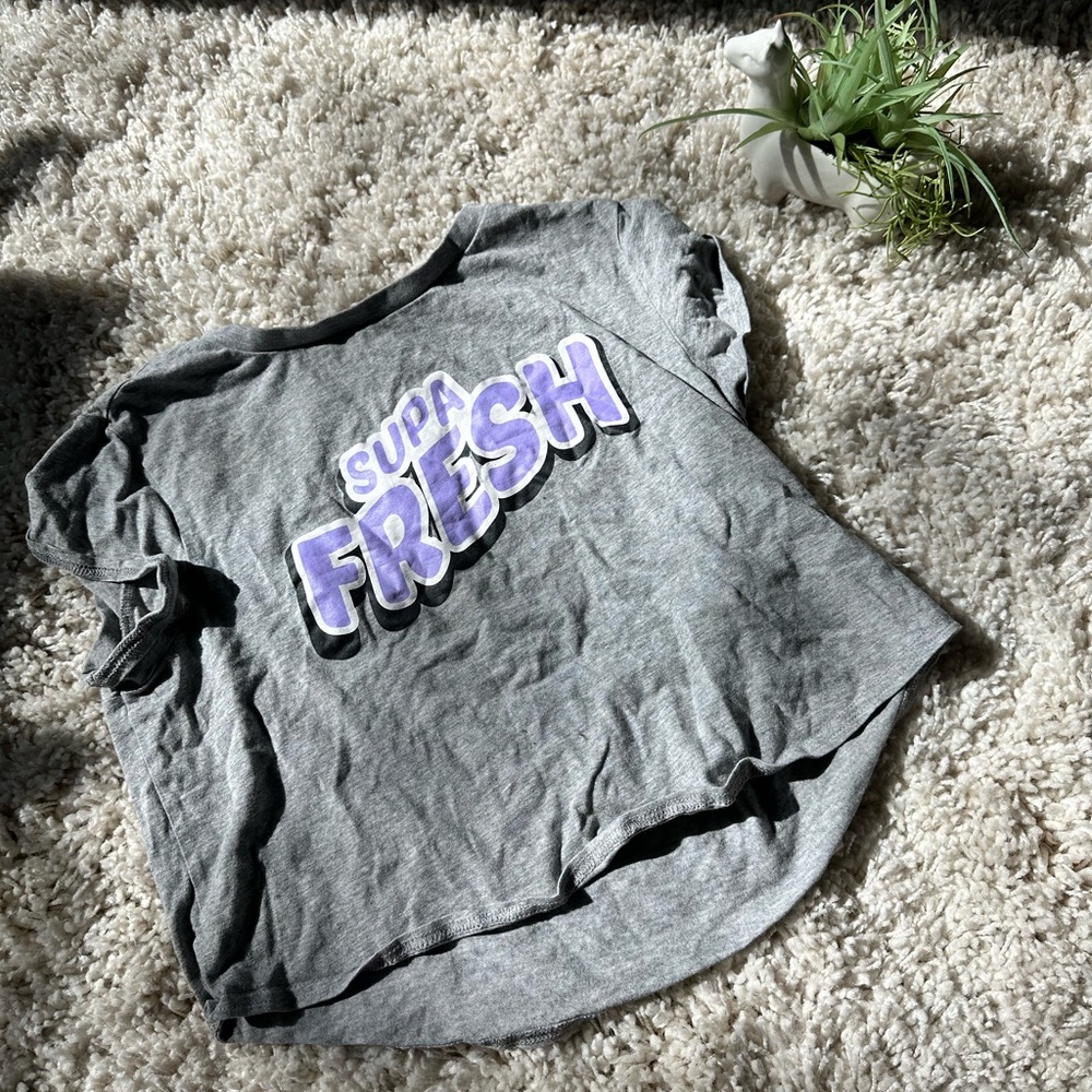 Supa Fresh Popart retro vintage street style purple grey summer crop top…
